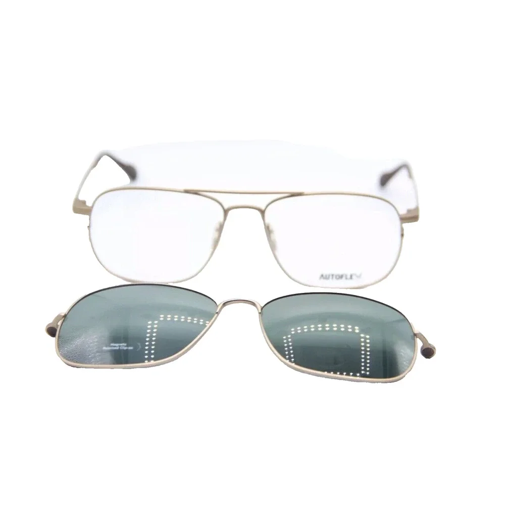 AUTOFLEX AF200 MAG-SET BLACK GUNMETAL GOLD EYEGLASSES 57-16-145 NEW